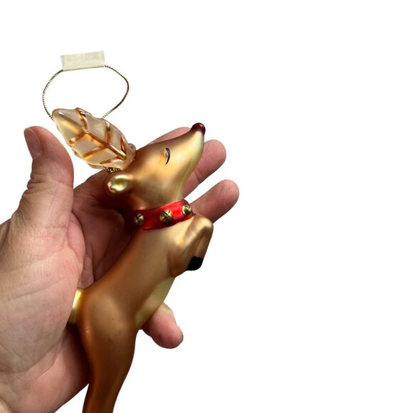 VTG Pottery Barn Reindeer Blown Glass Ornaments 1998 Set of 8 Comet Vixen Cupid - Picture 6 of 12